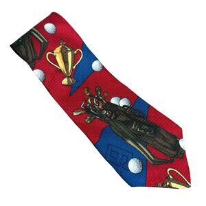 Vintage 90s Christian Dior Monsieur Golf Ball Clubs Championship Necktie Tie
